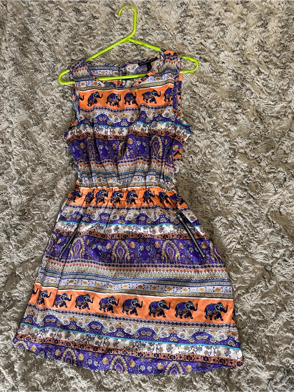 Derek Heart Purple and Orange Paisley Print Top